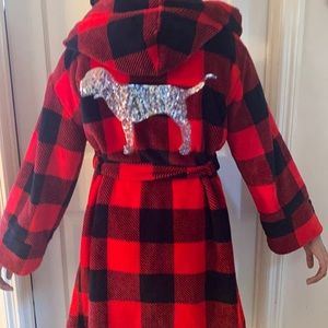 VS PINK Buffalo Checkered Bling Hooded Robe